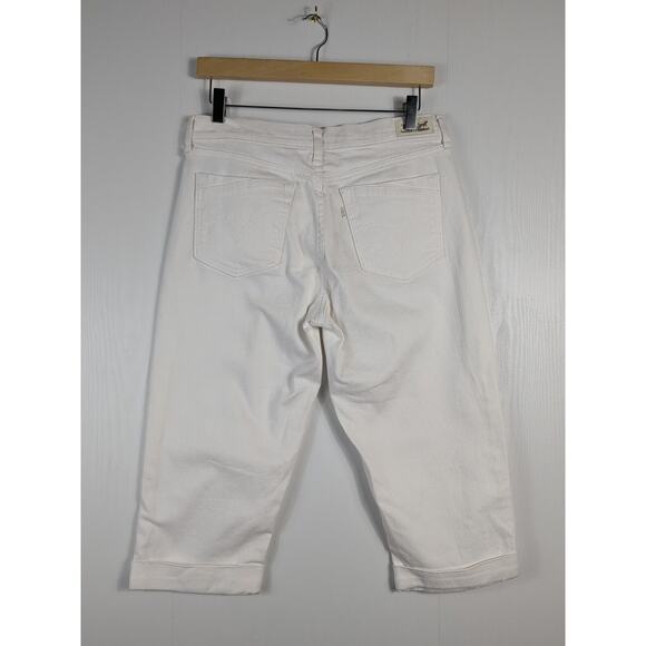 Levi's Womens Capri Jeans White Denim High Rise Pockets Cuffed Stretch Size 8 - Picture 3 of 16